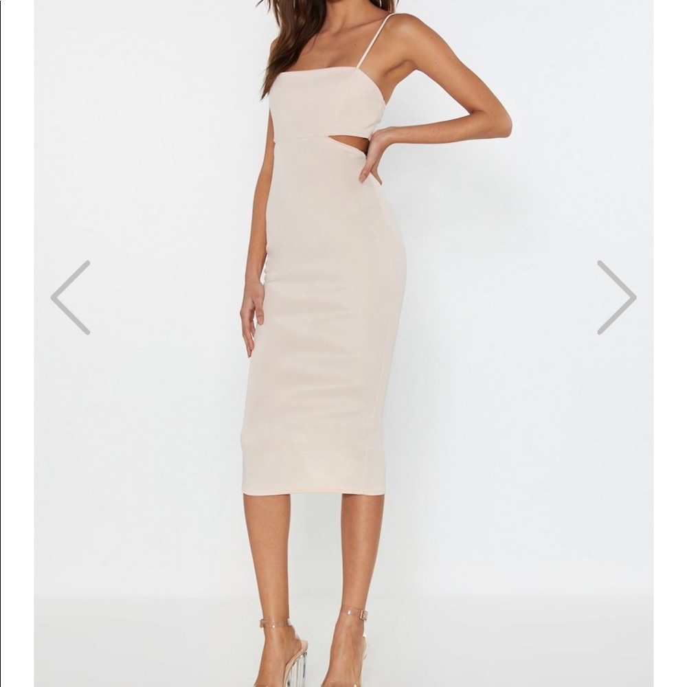 Cutout peach midi backless dress NWT